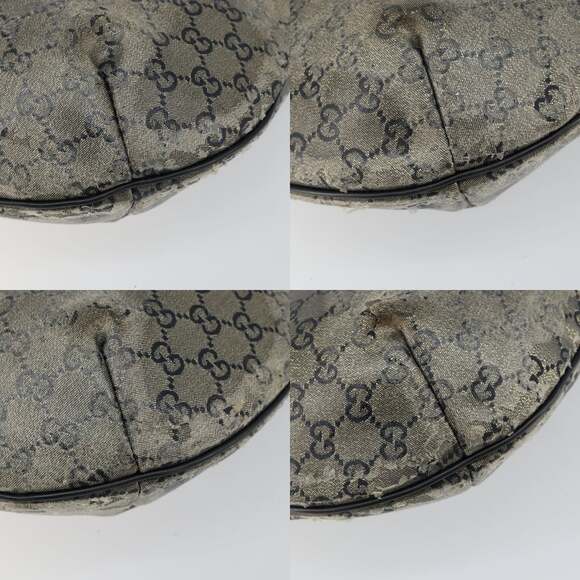 GUCCI GG Crystal Shoulder Bag Coated Canvas Navy Gold - Picture 10 of 12